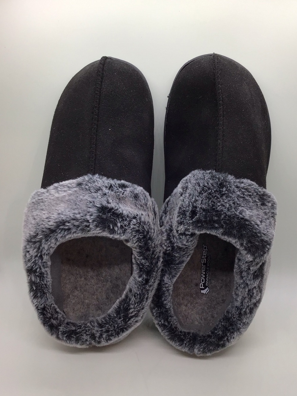 PowerStep Black Faux-Fur Lined Women's Slippers